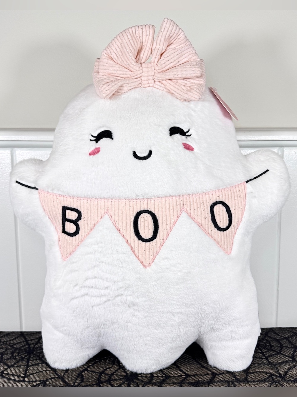 NEW Glam Ghoul Girl Ghost "Boo" Halloween Pillow